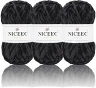 🧶 soft chenille yarn for knitting and crochet – niceec 3 skeins of velvet blanket yarn – diy craft supplies with total length 3×85m (3×93yds, 3×50g)_black logo