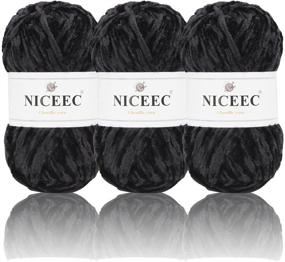 img 4 attached to 🧶 Soft Chenille Yarn for Knitting and Crochet – NICEEC 3 Skeins of Velvet Blanket Yarn – DIY Craft Supplies with Total Length 3×85m (3×93yds, 3×50g)_Black