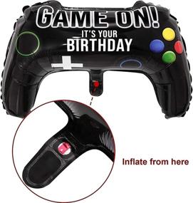 img 2 attached to 🎮 Set of 4 Video Game Controller Balloons, 23.6 x 15.7 Inch, Game On Theme, Aluminum Foil, Ideal for Birthday and Game Party Decorations