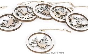 img 1 attached to 🎄 Set of 6 Christmas Hanging Wooden Ornaments, Binswloo Hollow Laser Cut Wood Gift Tags Pendants, Wood Baubles Rustic Reindeer Xmas Tree Ornaments for Holiday Season Decor