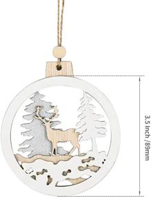 img 2 attached to 🎄 Set of 6 Christmas Hanging Wooden Ornaments, Binswloo Hollow Laser Cut Wood Gift Tags Pendants, Wood Baubles Rustic Reindeer Xmas Tree Ornaments for Holiday Season Decor