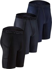 img 4 attached to DEVOPS Men's Compression Shorts Underwear (3 Pack) for Enhanced Performance