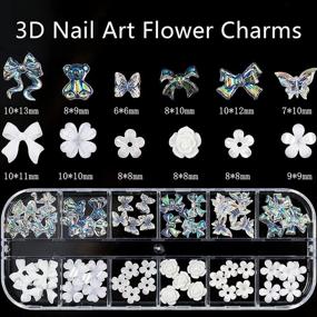 img 1 attached to 🦋 3D Acrylic Butterfly Flower Bear Nail Charms | Nail Art 3D, AB Crystal Rhinestones | Multi-Shaped Pearl Rhinestones | Gold Metal Nail Art | Nail Charms Decal Jewelry Accessories | DIY Crafting