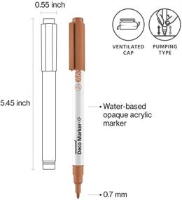 img 3 attached to Премиум маркеры акриловой краски - MONAMI Deco Marker 463, дополнительно тонкий наконечник (0,7 мм), на водной основе, 6 штук металлических цветов (красный, синий, розовый, зеленый, фиолетовый, коричневый) - идеально подходят для декора дома, искусства, ремесел.