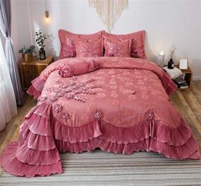 img 4 attached to 👑 Tache Home Fashion Queen Size Pink Royal Princess Ruffled Victorian Comforter Set