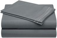 🛏️ gray queen size villand bed sheet set - extra soft brushed microfiber 1800 bedding, luxury 16" deep pocket, breathable & stain resistant, wrinkle free - 4 piece logo