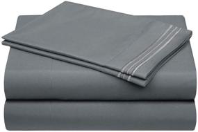 img 4 attached to 🛏️ Gray Queen Size Villand Bed Sheet Set - Extra Soft Brushed Microfiber 1800 Bedding, Luxury 16" Deep Pocket, Breathable & Stain Resistant, Wrinkle Free - 4 Piece