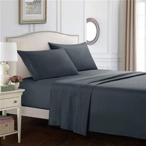 img 3 attached to 🛏️ Gray Queen Size Villand Bed Sheet Set - Extra Soft Brushed Microfiber 1800 Bedding, Luxury 16" Deep Pocket, Breathable & Stain Resistant, Wrinkle Free - 4 Piece