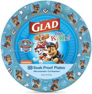 🐾 glad for kids paw patrol paper plates - chase from paw patrol plates for kids - heavy duty disposable plates paw patrol - chase 8.5" round plates 20ct - kids plates - paw patrol party supplies logo