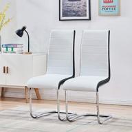 🪑 contemporary chrome loop leg dining chairs: stylish, comfortable faux leather padded seats for kitchen, living, bedroom, dining room - set of 2 (white) логотип