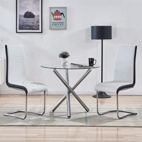 img 1 attached to 🪑 Contemporary Chrome Loop Leg Dining Chairs: Stylish, Comfortable Faux Leather Padded Seats for Kitchen, Living, Bedroom, Dining Room - Set of 2 (White)