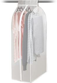 img 4 attached to 👗 Dustproof Waterproof Garment Bags: Full Zipper, Magic Tape & Strap for Hanging Clothes - Closet Storage Dust Cover for Coats, Dresses & More