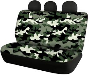 img 2 attached to TOADDMOS Army Green Camouflage Printed Universal Rear Bench Car Seat Covers Split Fit Most Of Vehicle