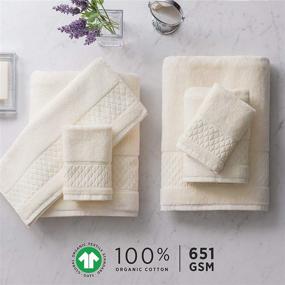 img 1 attached to Organic Cotton Towel Set by Welhome Hudson - 100% Pure, Cream-Colored, Eco-Friendly, Plush, Durable & Absorbent - Ideal for Hotel, Spa & Home Decor - Includes 2 Bath, 2 Hand, and 2 Wash Towels - 651 GSM