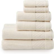 organic cotton towel set by welhome hudson - 100% pure, cream-colored, eco-friendly, plush, durable & absorbent - ideal for hotel, spa & home decor - includes 2 bath, 2 hand, and 2 wash towels - 651 gsm logo
