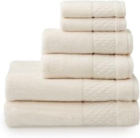 img 4 attached to Organic Cotton Towel Set by Welhome Hudson - 100% Pure, Cream-Colored, Eco-Friendly, Plush, Durable & Absorbent - Ideal for Hotel, Spa & Home Decor - Includes 2 Bath, 2 Hand, and 2 Wash Towels - 651 GSM