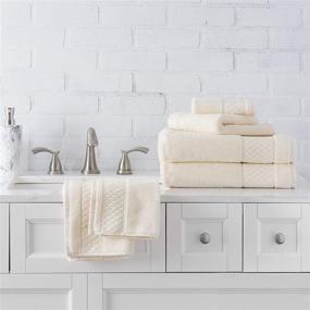 img 3 attached to Organic Cotton Towel Set by Welhome Hudson - 100% Pure, Cream-Colored, Eco-Friendly, Plush, Durable & Absorbent - Ideal for Hotel, Spa & Home Decor - Includes 2 Bath, 2 Hand, and 2 Wash Towels - 651 GSM