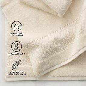 img 2 attached to Organic Cotton Towel Set by Welhome Hudson - 100% Pure, Cream-Colored, Eco-Friendly, Plush, Durable & Absorbent - Ideal for Hotel, Spa & Home Decor - Includes 2 Bath, 2 Hand, and 2 Wash Towels - 651 GSM