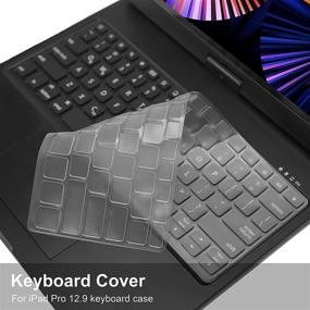 img 3 attached to 🔒 Keyboard Cover for iPad Pro 12.9: Premium Protector Film for 2021 5th Gen Case with Keyboard - 360° Rotatable, Trackpad, Backlit Keys, US Layout