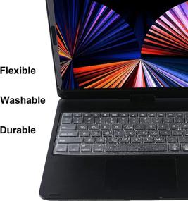 img 2 attached to 🔒 Keyboard Cover for iPad Pro 12.9: Premium Protector Film for 2021 5th Gen Case with Keyboard - 360° Rotatable, Trackpad, Backlit Keys, US Layout