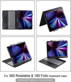 img 1 attached to 🔒 Keyboard Cover for iPad Pro 12.9: Premium Protector Film for 2021 5th Gen Case with Keyboard - 360° Rotatable, Trackpad, Backlit Keys, US Layout