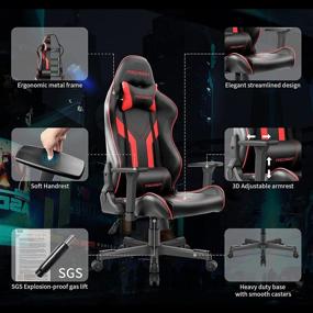 img 2 attached to 🎮 Ultimate Ergonomic Gaming Chair: Focuseat Office Chair with Headrest, Lumbar Support, 3D Arm Rest, and Adjustable Height - Premium PU Leather, Swivel Computer Chair with Seat Lock - Large Sized PC Chair for Adults