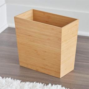 img 1 attached to Bamboo-Enhanced iDesign Formbu Rectangular Waste Basket for Eco-Friendly Spaces - 10.5" x 5.75" x 10