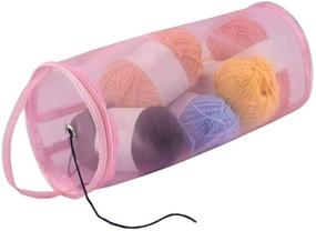 img 2 attached to 🧶 Katech Yarn Storage Bag - Round Mesh Yarn Case for Knitting and Crochet - Portable Yarn Organizer Basket with Sewing Accessories Storage - Ideal for 5 or 6 Standard Yarn Balls - Pink