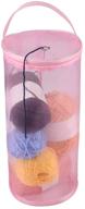 🧶 katech yarn storage bag - round mesh yarn case for knitting and crochet - portable yarn organizer basket with sewing accessories storage - ideal for 5 or 6 standard yarn balls - pink logo