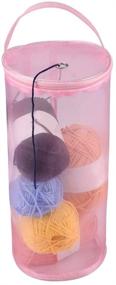 img 4 attached to 🧶 Katech Yarn Storage Bag - Round Mesh Yarn Case for Knitting and Crochet - Portable Yarn Organizer Basket with Sewing Accessories Storage - Ideal for 5 or 6 Standard Yarn Balls - Pink