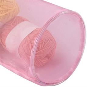 img 1 attached to 🧶 Katech Yarn Storage Bag - Round Mesh Yarn Case for Knitting and Crochet - Portable Yarn Organizer Basket with Sewing Accessories Storage - Ideal for 5 or 6 Standard Yarn Balls - Pink