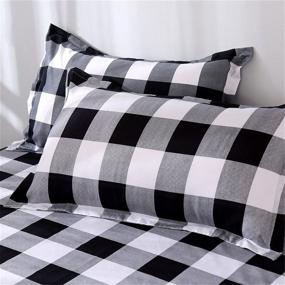 img 2 attached to 🐃 Gray and White Buffalo Check Plaid Queen Duvet Cover Set - Geometric Checker Pattern - 3 Piece Bedding Set with Zipper Closure - Soft Microfiber - Simple Style Comforter Cover