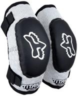 🦊 fox titan youth elbow guards, black/silver, medium/large - ages 6-9 logo