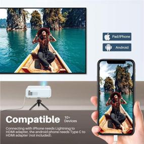 img 2 attached to 📽️ Explore 2 WiFi Mini Projector - Upgraded for 2021 | Full HD 1080P LED | Synchronize Smartphone Screen | 6500L Movie Projection | TV Stick, PS5, HDMI, USB Compatible | Includes Tripod