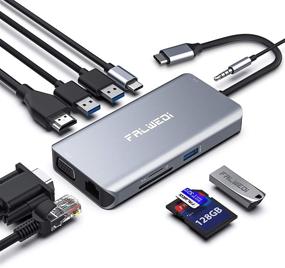 img 4 attached to Falwedi 10-in-1 USB C Hub: Ethernet, 4K HDMI, VGA, USB3.0, SD/TF, Audio & PD for MacBook Air Pro & Type C Laptops