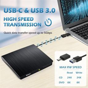 img 3 attached to 📀 Портативный внешний DVD-привод USB 3.0 Type-C CD-привод DVD-плеер для ноутбука. Привод CD-ROM перезаписыватель совместим с Windows MacBook Linux Mac OS.