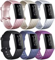 [6 пакетов] силиконовые браслеты oumida совместимые с fitbit charge 4 и fitbit charge 3 - замена фитнес-спортивных браслетов для мужчин и женщин логотип