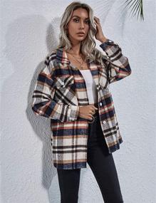 img 2 attached to 👚 Wool Blend Plaid Shirt Jacket for Women - Lapel Button Down, Long Sleeve Casual Shacket