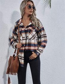 img 1 attached to 👚 Wool Blend Plaid Shirt Jacket for Women - Lapel Button Down, Long Sleeve Casual Shacket