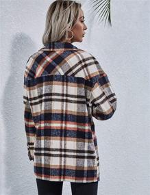 img 3 attached to 👚 Wool Blend Plaid Shirt Jacket for Women - Lapel Button Down, Long Sleeve Casual Shacket