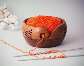 img 3 attached to 🧶 Large Wooden Yarn Bowl Holder for Knitting and Crochet – Christmas Gift for Women, Yarn Winder, Knitting Accessories and Supplies – 6" x 3