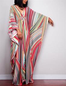 img 1 attached to 👗 Bsubseach Women Ethnic Print Kaftan Beach Dress: Stylish Plus Size Swimsuit Cover Up