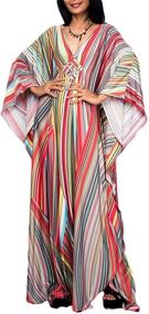 img 4 attached to 👗 Bsubseach Women Ethnic Print Kaftan Beach Dress: Stylish Plus Size Swimsuit Cover Up