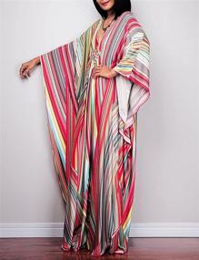 img 3 attached to 👗 Bsubseach Women Ethnic Print Kaftan Beach Dress: Stylish Plus Size Swimsuit Cover Up