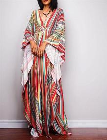 img 2 attached to 👗 Bsubseach Women Ethnic Print Kaftan Beach Dress: Stylish Plus Size Swimsuit Cover Up