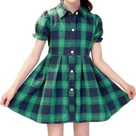 girls' casual button dresses with petite sleeve collar logo