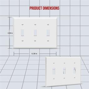 img 3 attached to 🔳 ENERLITES Triple Light Switch Wall Plate, Glossy White Finish, Standard Size 3-Gang 4.50" x 6.38", Durable Unbreakable Polycarbonate Thermoplastic, Model 8813-W