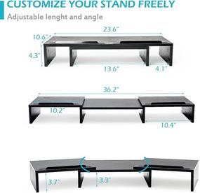 img 2 attached to Enhance Workspace Efficiency with QEEIG Dual Monitor Stand - Adjustable 23.5-36 inch Long, Black (MS635)