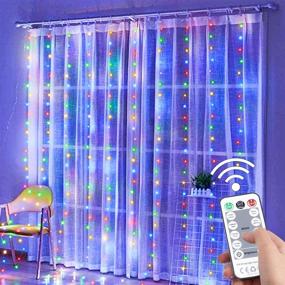 img 4 attached to 🔌 Twinkle Lights for Bedroom: 300 LED Curtain String, 9.8x9.8 Feet USB Plug-in, 8 Lighting Modes, Remote Control - Perfect for Indoor, Outdoor, Garden Weddings, Party, Christmas Décor