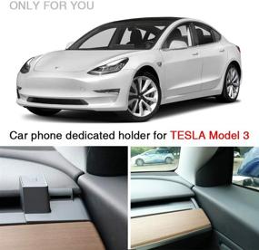 img 1 attached to 📱 OYEFLY Tesla Model 3 Phone Holder Car: Gray Left Mount Gravity Mobile Holder for Smart Phones